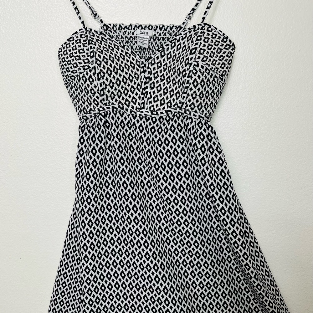 Bar III + NWOT + Black & White Diamond Print Sundress/baby doll Dress + Med